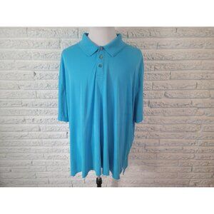 Foundry Mens Shirt 5XL Polo Short Sleeve Blue Cotton Blend Collar Basic BLU121E